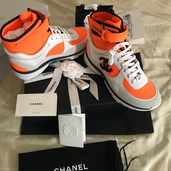 chanel high top sneakers orange